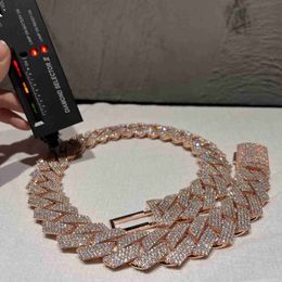 Hip Hop Iced Out Jewellery 24mm Wide 4 Rows Cuban Link Chain Vvs Moissanite Diamond Necklace