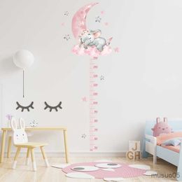 Kids' Toy Stickers Large Sleeping Elephant Bear Moon Height Wall Stickers for Kids Room Chart Animals Ruller Wall Decals Home Decor