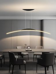 Chandeliers Long LED Chandelier Black/White Dining Room Hanging Lights For Kitchen Modern AC85-265V Lamps