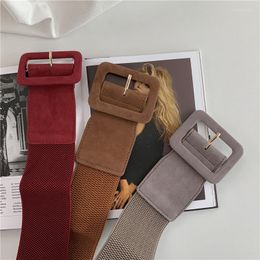 Belts Suede For Womens Belt Elastic Lady Clothes Korean Style Buckle Wide All-match Decor 2023