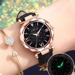 Wristwatches Ladies Starry Sky Clock Luxury Women Watches Dotted With Roman Scale Watch Relogio Feminino Zegarek Damski Rhinesto