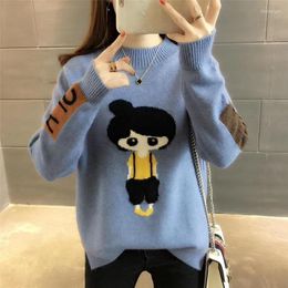 Women's Sweaters Women 2023 Autumn Knitted Black Pullover Tops Girl Printed Casual Long Sleeve Ladies Warm Jumper O-Neck Female Sweater