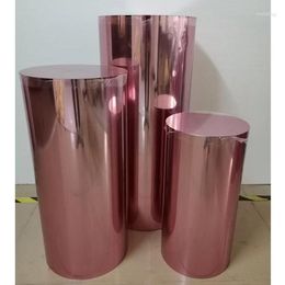 Party Decoration Crystal Craft Rose Gold Acrylic Cylinder Plinth Stands Set For Wedding Yudao670