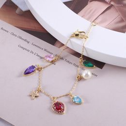 Link Bracelets 2023 Fashion Trend Jewelry Colorful Zircon Water Drop Love Stars Pearl Sweet Famous Bracelet Designer