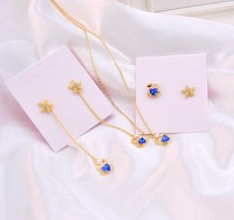 Necklace Earrings Set CSxjd Luxury Jewellery Blue Crystal Small Animal Crab Starfish Fun Stud