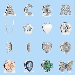 925 charm beads accessories fit pandora charms jewelry Alphabet Clip Stopper Bead