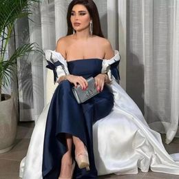 Party Dresses Navy Blue And White Sexy Evening Gowns Elegant Off The Shoulder For Women Appliqued Vestidos De Fiesta