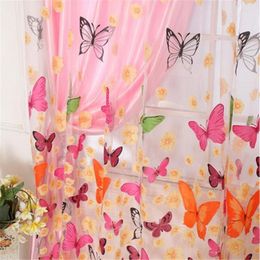 Curtain Washable Sheer Voile Butterfly Print Panel Window Drape Room Divider 2M X1M