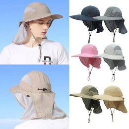 Outdoor Hats Outfly Summer Sun Hat Men Women MultiFunctional UV WideBrimmed Fisherman Hat Women Neck Protection Riding Hunting Hat 230515