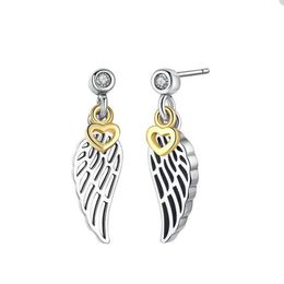 Golden Heart and Wing Stud Earring for Pandora 925 Sterling Silver Fashion Party Jewellery designer Earrings For Women Luxury earring with Original Box Set wholesale