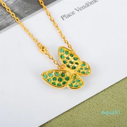 Gold Color Fashion Pure 925 Sterling Silver Jewelry For Women Colorful Butterfly Necklace Pendant Cute Party Fine Jewelry