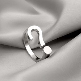 Cluster Rings Unique Question Mark Finger For Women Silver Colour Geometric Open Ring Fashion Minimalist Adjustable Jewellery