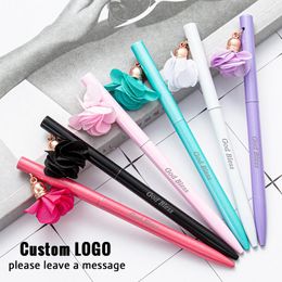 Personalized Carving LOGO Metal Ballpoint Pen Hanging Flower Korean Fashion Cute Kawaii Engraved Name Gift Customized Stationery