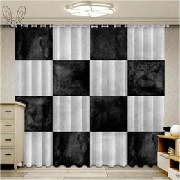 Curtain Modern Square Black And White Lattice Blackout Curtains Ultra-thin Micro Shading Window For Living Room Bedroom Drapes