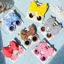 Hair Accessories 2PCS/Pack Baby Headband Flower Sunglasses Kids Headwear Girl Beach Pography Props Toddler Head Bands