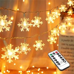 Strings Christmas Lights 40 LED Snowflake Light With Remote Twinkle Snow String Fairy Battery Operated Xmas Tree Decoration