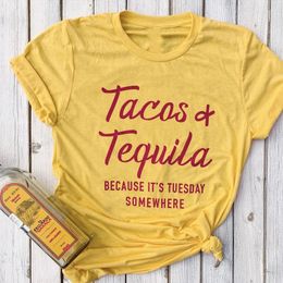 Men's T Shirts Tacos And Tequila Because It's Tuesday Somewhere Shirt Women Taco T-shirt Summer Short-sleeved Tee Femme Clothes