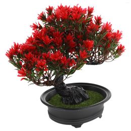 Decorative Flowers Bonsai Tree Artificial Fake Potted Decor Pine Faux Realistic Pot Welcoming Simulation Office Green Bathroom Flower Indoor