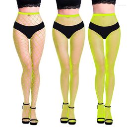 Women Socks 2023 12 Colours Transparent Hollow Out Club Party Pantyhose Nightwear Fashion Fluorescence Mesh Net Stockings