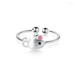 Cluster Rings MloveAcc Real 925 Sterling Silver Cute Mouse Open Finger For Girl Women Fashion Jewellery