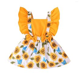 Girl Dresses Spring And Summer Sweet Lace Sleeve Printed Floral Dress Girls Pretend Up Clothes Evening Wear For