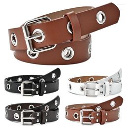 Belts Gothic Hollow For Women Leather Rivet Pin Metal Buckle Black Fashion Street Waistband Ladies Girls Adjustable