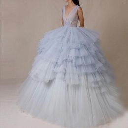 Party Dresses Exquisite Vintage Prom Double Deep V-Neck Sleeveless Layered Puffy Tulle Fairy Evening Gowns Floor Length Custom Made