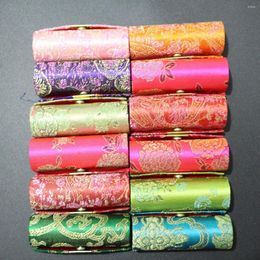 Jewelry Pouches 12pcs Mix Color Flower Silk Cloth Box Multi-Purpose Gift Lipstick With Mirror Random 32mmx85mm