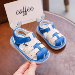 Sandals Summer Baby Girls Boys Sandals Infant Toddler Shoes Genuine Leather Soft Bottom Cartoon Kids Shoes Children Beach Sandals 230515