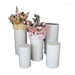 Party Decoration 5pcs/set)Romantic Pedestal Pink/white Decorative Display Stand /metal Floor Cylinder Plinths For Cake Yudao546