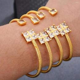 Bangle Wando 4pcs/Set 24K Dubai Gold Colour Bangles For Women Girls Saudi Arab Wedding Bracelet&Bangles Jewellery