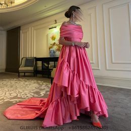 Party Dresses Retro Long HiLo Taffeta Evening With Ruffles Aysmmetrical Off Shoulder Prom Robe de 230515