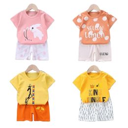 Clothing Sets Childrens Summer Shortsleeved Suit Boys Girls Infant Baby Casual Short Sleeved Shorts Twopiece 230512