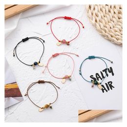 Charm Bracelets Korea Trendy Simple Handmade Weave Adjustable Rope Glass Ball Coin Pendant Bangles For Women Hands Jewellery G Dhgarden Dhlfd