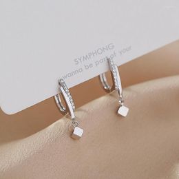Stud Earrings 925 Sterling Silver Earring Crystal Geometric Bead Charm Hoop For Women Bling Pendientes Accessory Zircon Jewellery