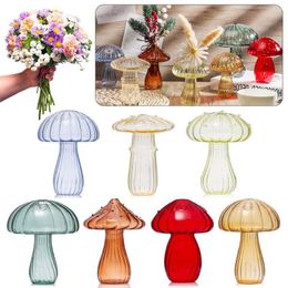 Vases Mushroom Glass Vase Bottle Creative Home Transparent Hydroponic Flower Po Props Table Simple Decor