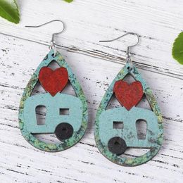 Dangle Earrings Vintage Wood Teardrop Heart RV Camper For Women 2023 Laser Cut Wooden Camping Gift Her Free Shpping