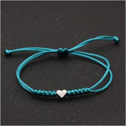 Charm Bracelets Love Heart Bracelet Women Men Lovers Wish Good Lucky Red String Braided Adjustable Couple Friendship Jewellery Drop Del Dhxcq