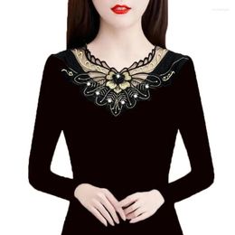 Women's Blouses Women Blouse Spring Summer Lace Black Korean Long Sleeve Top Fashion Shirts Blusas Roupa Feminina Office Lady Tops Shirt