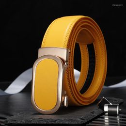 Belts Fashion Automatic Buckle Belt Unisex Simple All-match Jeans Accessories Luxury Design Stylish Casual Cowhide Waistband For Men