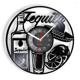 Wall Clocks Beverage Dringking Record Clock Tequila Time Art Vintage Drinking Bar Pub Sign Wine Guy Gift