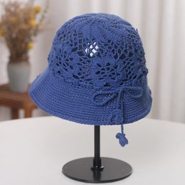 Berets 2023 Spring Summer Women's Knitting Hollowing Out Hats Handmade Vintage All-match Fisherman's Hat Versatile Korean Sun