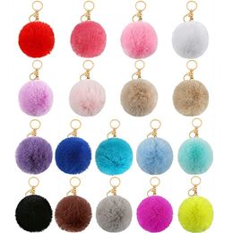 8cm Pompoms Ball Keychains Women Bag Faux Fox Rabbit Fur Key Charms Chain Fluffy DIY Colorful Pendant Soft Plush Jewelry Making