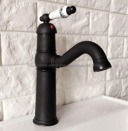 Bathroom Sink Faucets Basin Single Handle Hole Faucet Swivel Spout Ceramic & Cold Water Mixer Taps Bnf364