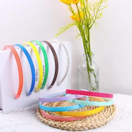 Hair Accessories Candygirl 1cm Ribbon Covered Hairband 12 Solid Colors Dot Print Plastic Headband For Women DIY Headwear Gifts