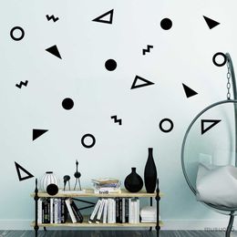 Kids' Toy Stickers 20pcs/set Cartoon Geometric Shape Triangles Circle Wall Stickers For Kids Baby Room Wardrobe Poster Child Gift Wall Decals