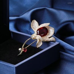 Brooches Korean Version Of The Heavy Industry Zircon Lily Flower Brooch Elegant Women's Suit Sweater Corsage Accessorie