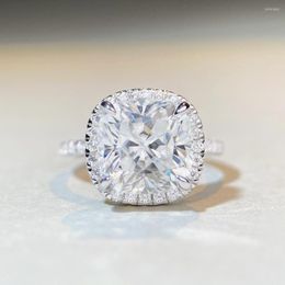 Cluster Rings 5ct D Colour Radiant Moissanite 925 Silver Ring Full Diamonds Wedding Test Passed Jewellery Woman Girl Gift