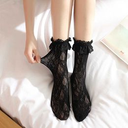 Socks Hosiery Sexy Lace Mesh Fishnet Socks Mixed Fibre Transparent Stretch Elasticity Ankle Liquid Yarn Women Thin Fresh Socks 1pair=2pcs tt017 P230516