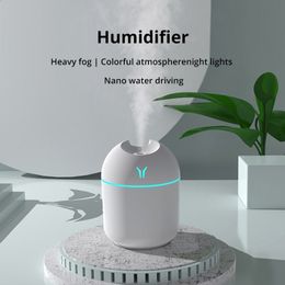 Steamer 250ML Mini White Ultrasonic Air Humidifier Romantic Light USB Essential Oil Diffuser Car Purifier Aroma Anion Mist Maker 230515